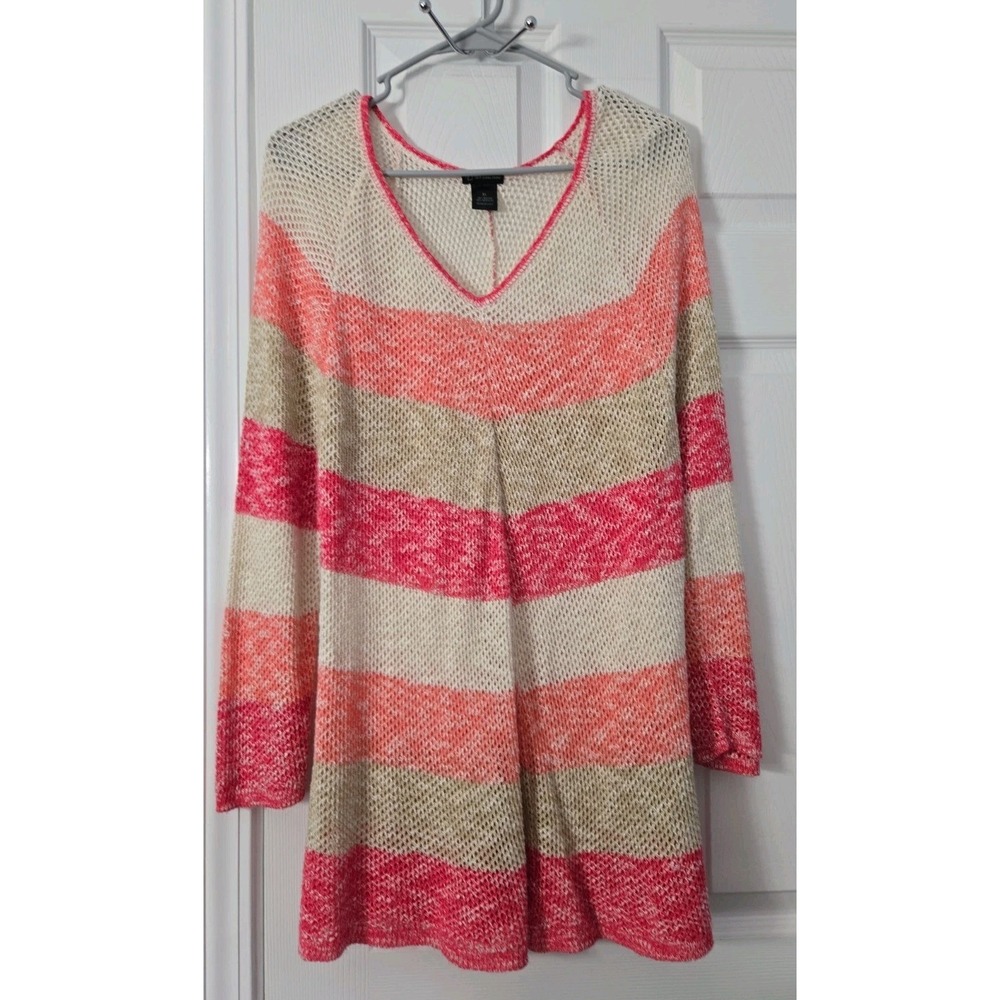 New Directions Women's Top XL 3/4 Sleeve V-Neck Geometric Multicolor Knit